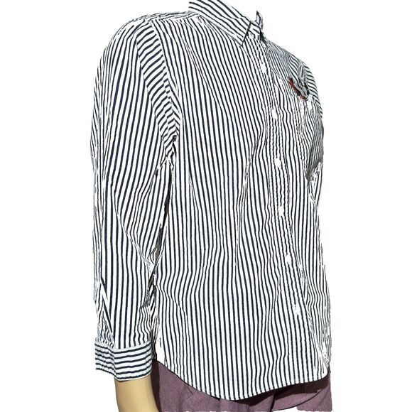 Vtg Mickey Unlimited Disney Stripe Denim Shirt Women’s Medium Button Up EUC - Picture 5 of 11